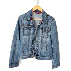 L.O.G.G. Vintage Classic Distressed Denim Trucker Jean Jacket Small